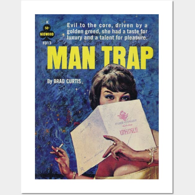 MAN TRAP - cool vintage pulp book art Wall Art by toruandmidori